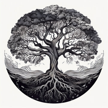 Tree of life growing with strong roots concept