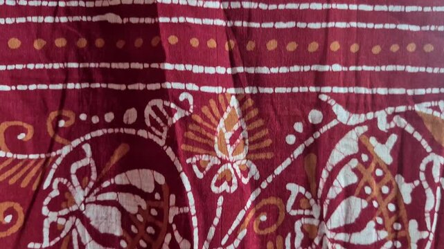 Traditional batik printed fabric from West Bengal, India.