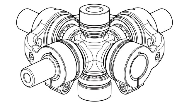 Technical vector illustration of a universal joint mechanical component