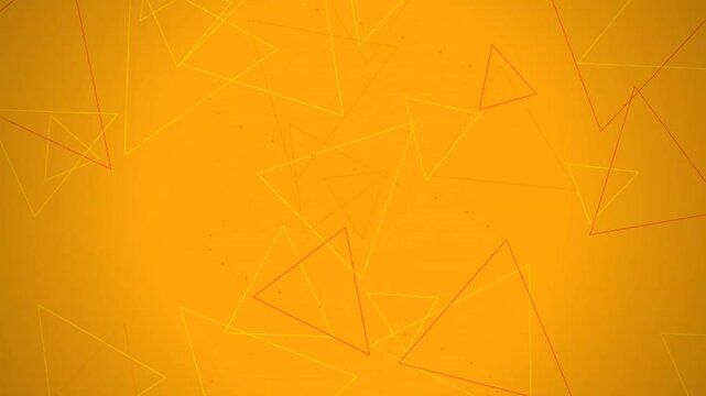 Vibrant orange background with layered geometric triangle outlines.