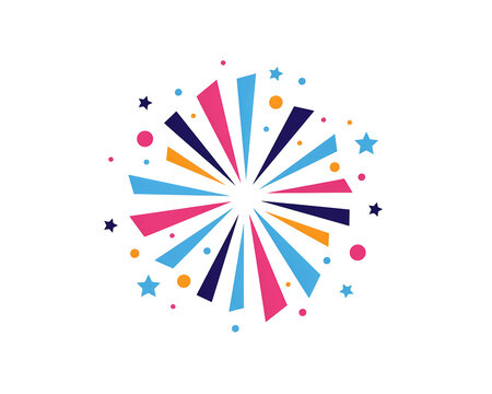 Abstract fireworkburst design with geometric shapes and confetti fireworks abstract colorful celebration illustration background firework explosion decoration creative