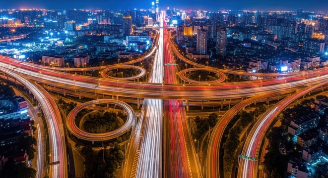 Aerial View of City Highway Interchange.