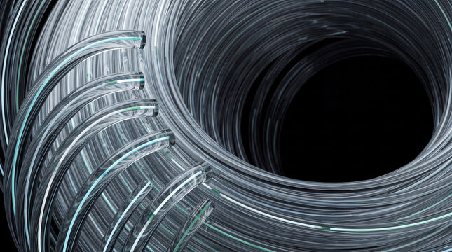 Tunneling 3D fiber vortex spiraling into darkness