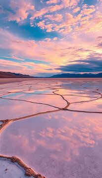 Panoramic view of salt pans reflecting the Andean sky, peru, incas
