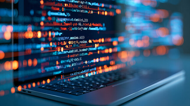 No code low code development concept, visual software creation tools and automation empowering business users, defocused background, with copy space