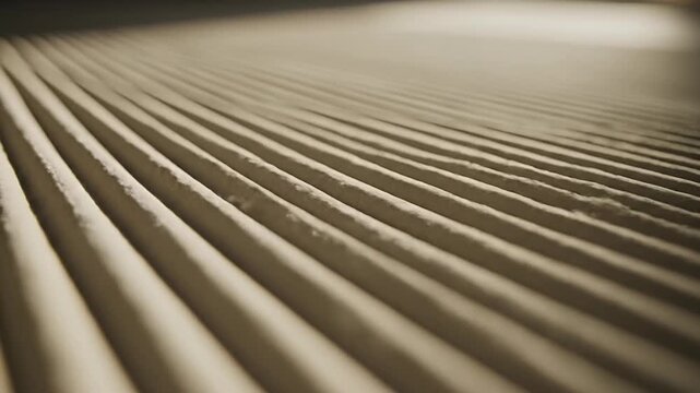 Beige corrugated metal texture in perspective.