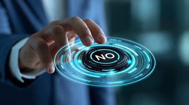 Close-up of hand using virtual touch screen pressing no code inscription, no code platform for mobile applications programming concept, defocused background, with copy space