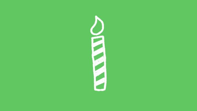 Doodle candle light line boil animation green screen