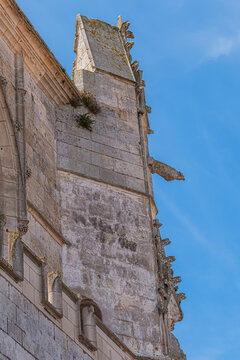 Gothic Church Saint-Martin in Saint-Martin-de-R&eacute; (XIV - XV century) is a church with high vaulted ceilings, ribbed arches, and colored glass windows. Saint Martin de Re, Charente maritime, France.