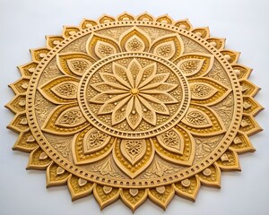 Fototapeta premium Golden ornate mandala isolated on transparent background for elegant design and decor