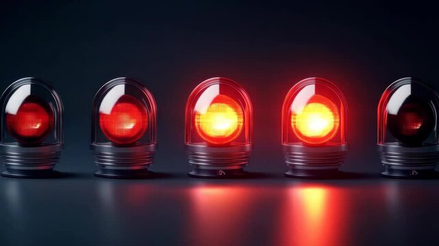 Six high-quality LED floodlights lined up on a table with their red plastic lens caps attached. The lights are designed for outdoor use and are likely to be used as spotlights or decorative lighting.