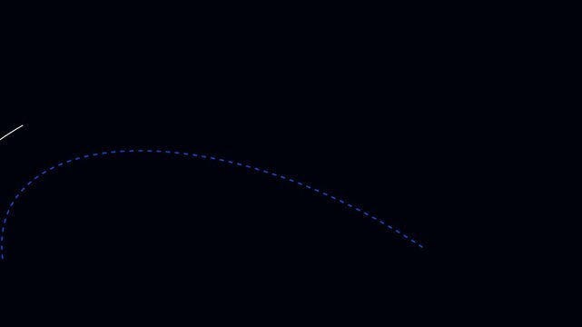 Minimalist White Dotted Line Trajectory Animation on Black Background