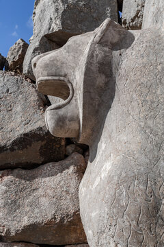 Side Profile of Lion Sculpture at Hattusa Lion Gate, Bogazkale, Turkey
