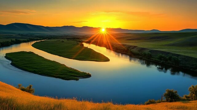 Beautiful scene at dusk in nature