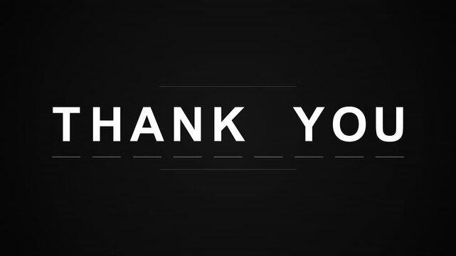 Animated Thank You text message on black background for gratitude and appreciation