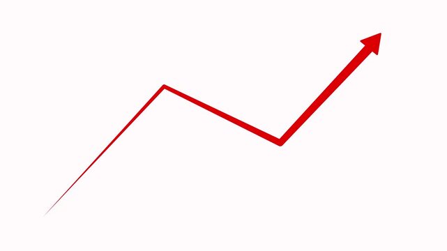 Business arrow graph rising icon animation on white background. Business growth chart line icon. Business up trend animation for market recovery Concept with alpha channel