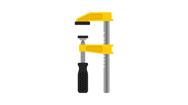 Yellow Bar Clamp Flat Design Illustration on Black Background