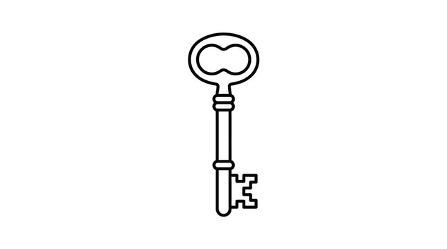 Minimalist Skeleton Key Line Art