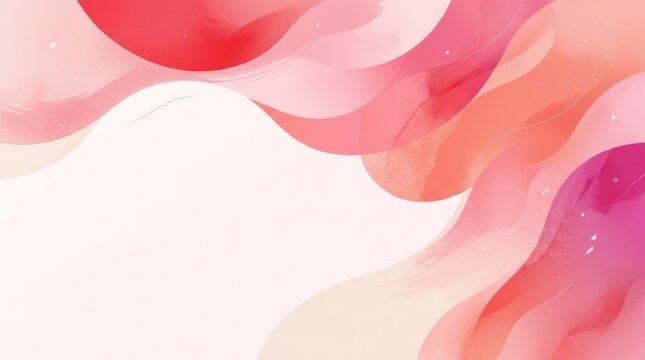 Abstract watercolor background with pink and red waves.