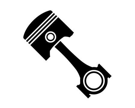 Black and white piston icon vector illustration for mechanical engineering and automotive design projects