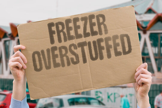 "Freezer overstuffed" Finding one item requires moving everything else out. FREEZER. ORGANIZATION. LOST. FOOD. SEARCH.