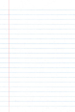 Lined notebook paper background with red margin line