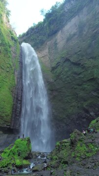 waterfall in the forest drone view