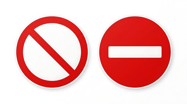 Red no entry and do not enter circular road traffic signs set for safety information and warning design