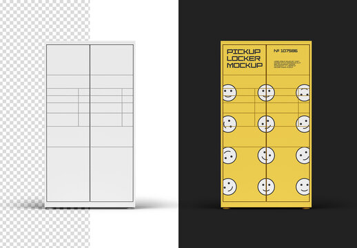 Parcel Delivery Pickup Locker Mockup Isolated