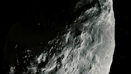 Closeup of an Asteroid in Deep Space Detailed still image of an irregularly shaped asteroid in space. Visualization based on NASA/ESA data. © Christian Stangl