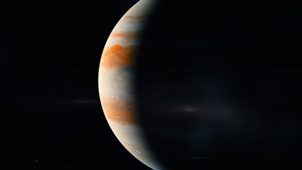 Jupiter Realistic still image of the gas giant Jupiter orbited by its Jovian Moons.  Visualization based on NASA/ESA data. © Christian Stangl