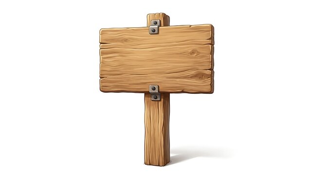 Empty wooden sign post made of aged planks with metal brackets for information or directions in a natural style