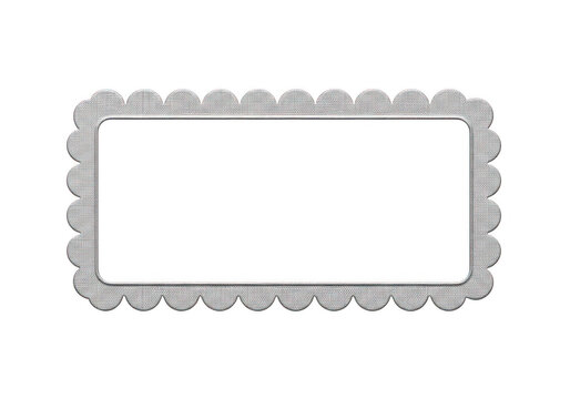 Rectangular frame with scalloped edges sits on transparent background border