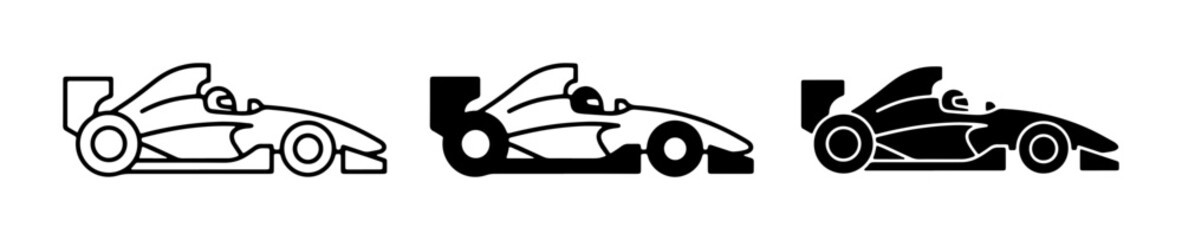 Obraz premium Formula 1 Race Car Icons, Speeding Vehicle Vector Graphics, Motorsport Symbols for Racing Themes