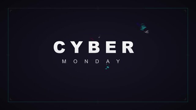 Cyber monday sale motion title with glitch effect and digital particles animation