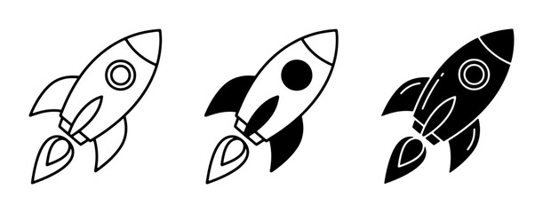 Fototapeta premium Rocket Ship Icons, Spacecraft Vector Illustrations, and Launch Symbols for Futuristic Projects