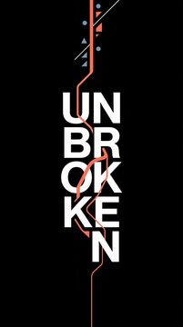 Unbroken text design with red circuit line path, unbroken