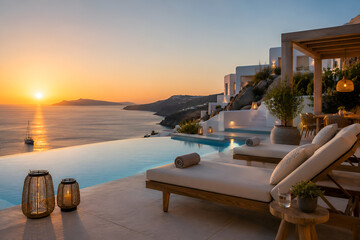 Fototapeta premium swimming pool at sunset