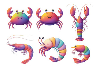 Naklejka premium Colorful cartoon sea creatures illustration with vibrant colors