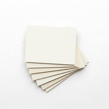 Stacked square off-white cards with scalloped edges isolated scalloped stationery template minimalist material presentation isolated background creative decorative invitation business