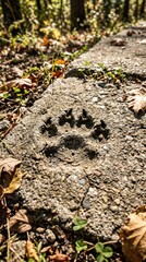 Obraz premium Closeup of a Wild Animal Paw Print on a Forest Path.