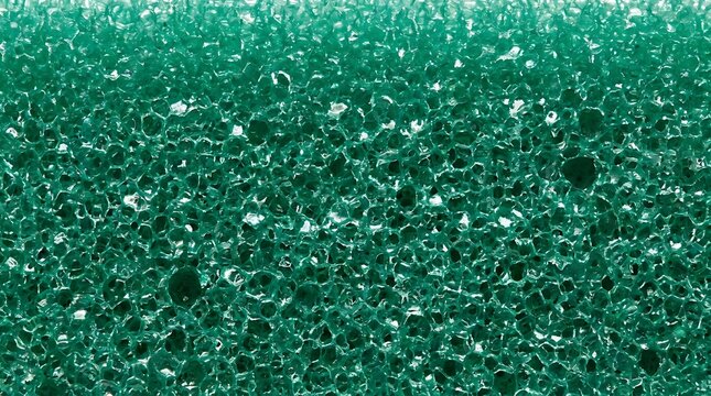 Closeup texture of a green porous cleaning sponge surface