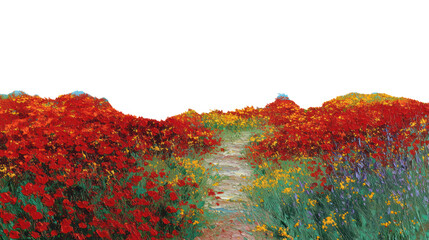 Obraz premium Vibrant path through colorful fields.
