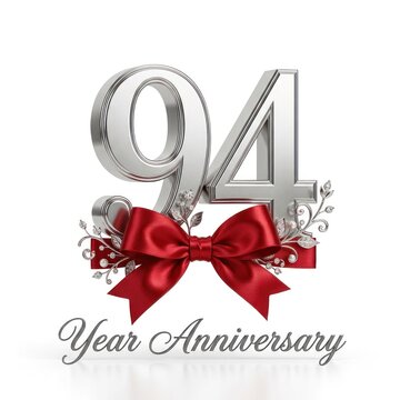 Elegant 94th Year Anniversary Celebration with Red Bow and Silver Accents.