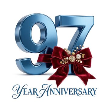 Elegant 97th Year Anniversary Celebration with Red Velvet Bow and Pearls.