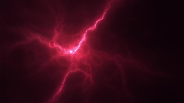 Deep crimson plasma blooms outward, luminous thunder light gradually extending and thickening against deep black with intense energy, cinematic glow, and smooth dynamic motion.