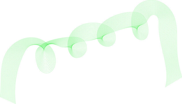 Abstract green spiral wave, ethereal flowing ribbon on white background, minimalist digital smoke trail for modern design