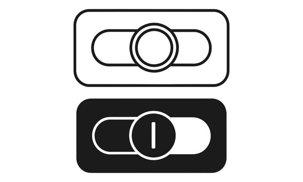Toggle switch icon set in black and white with on and off positions