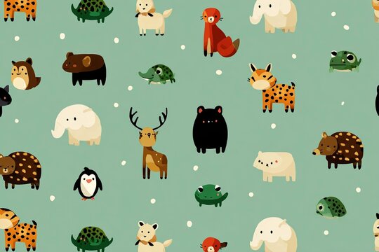 animal clipart on polka dot background
