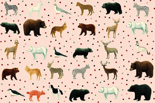 animal clipart on polka dot background